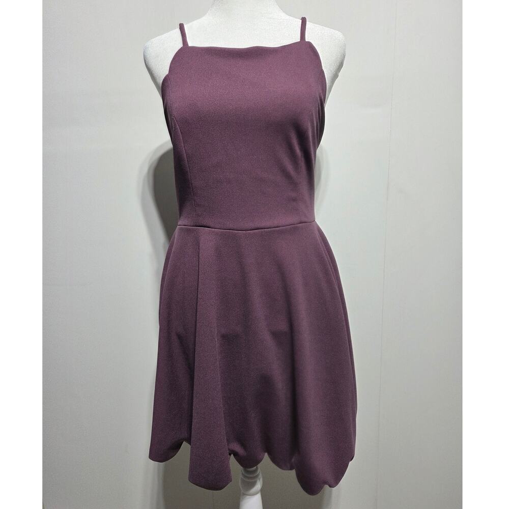Trac Purple Flare Dress with Scalloped Hem Size Medium